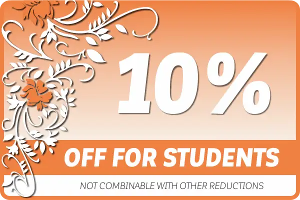 10% off for Students, pupils and apprentices!